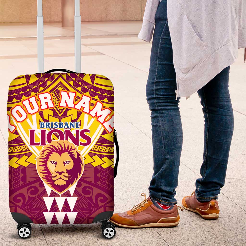 Personalized Brisbane Lions Luggage Cover Polynesian Tribal Pattern Heritage Football TS04 Personalized Brisbane Lions Luggage Cover Polynesian Tribal Pattern Heritage Football TS04