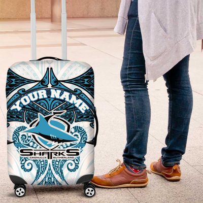 Personalized Cronulla-Sutherland Sharks Luggage Cover Polynesian Tribal Pattern Style TS04