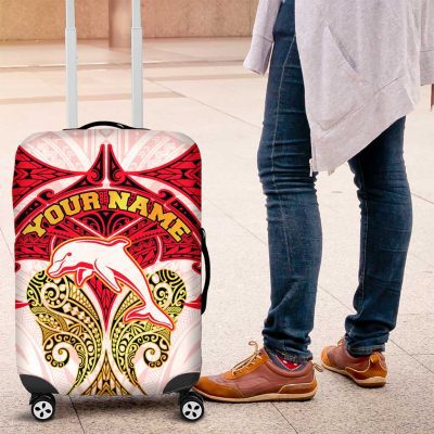 Personalized Dolphins Luggage Cover Polynesian Tribal Pattern Style TS04