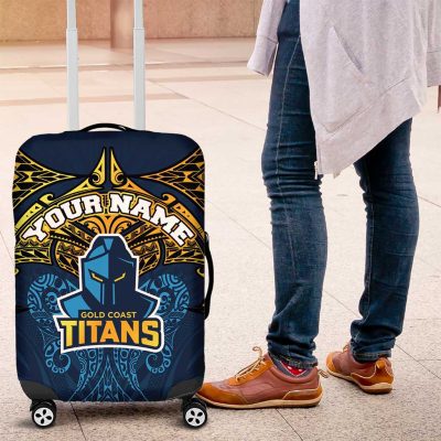 Personalized Gold Coast Titans Luggage Cover Polynesian Tribal Pattern Style TS04