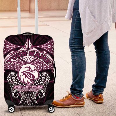 Personalized Manly Warringah Sea Eagles Luggage Cover Polynesian Tribal Pattern Style TS04