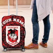 Personalized St George Illawarra Dragons Luggage Cover Polynesian Tribal Chest and Sleeve Tattoo TS04