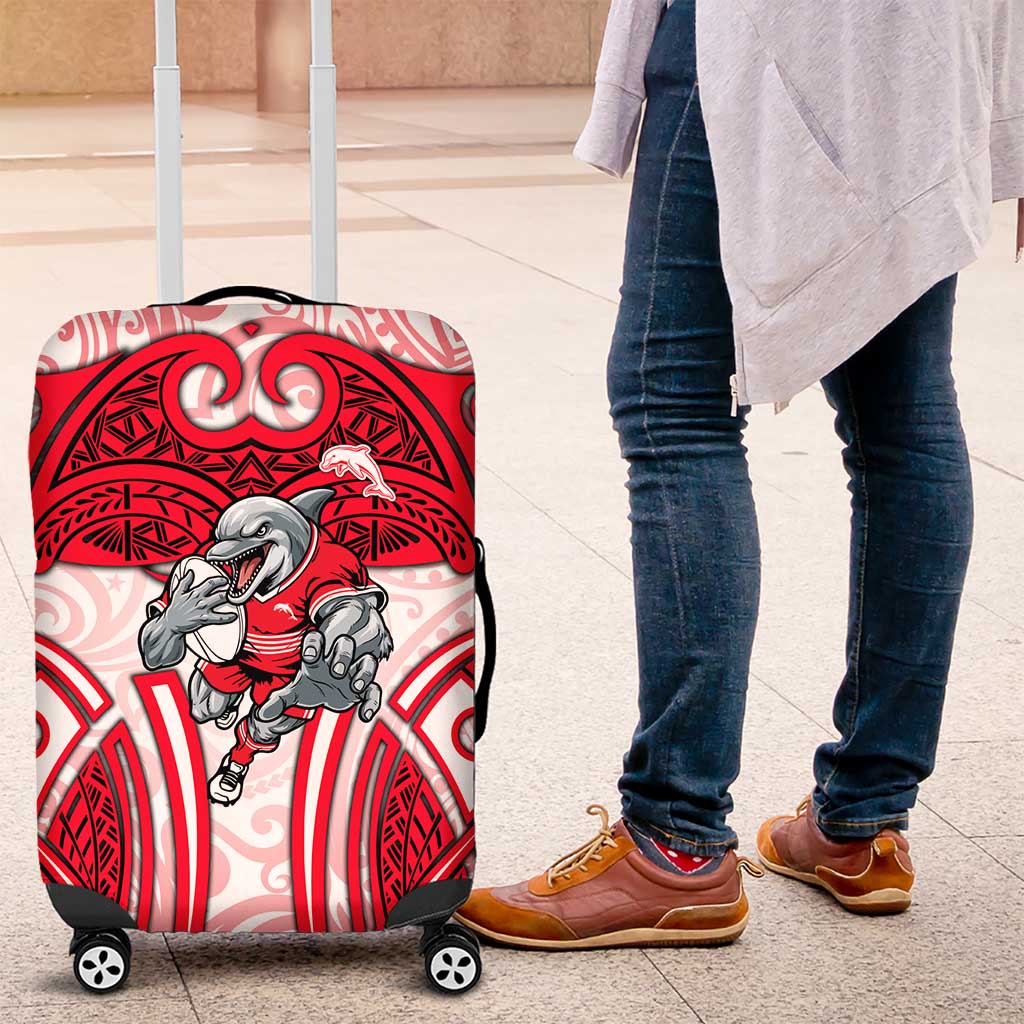 Dolphins Rugby Luggage Cover Polynesian Tribal Dolphin Warrior Red White Pattern TS04 Dolphins Rugby Luggage Cover Polynesian Tribal Dolphin Warrior Red White Pattern TS04