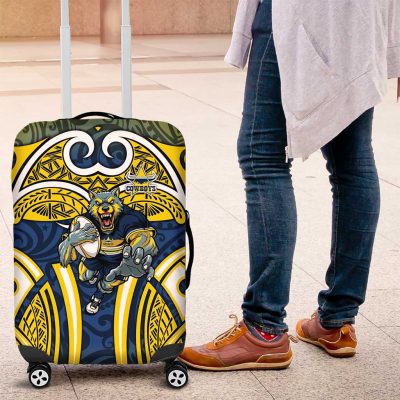 North Queensland Cowboys Rugby Luggage Cover Polynesian Tribal Bull Warrior Navy Yellow Pattern TS04