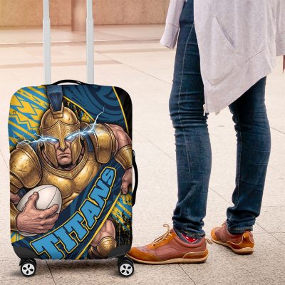 Gold Coast Titans Rugby Luggage Cover Tribal Polynesian Power Art - Lightning Mascot TS04