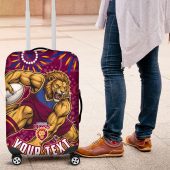 Personalized Brisbane Lions AFL Mascot Luggage Cover Aboriginal Dot Art - Dreamtime Football Mascot TS04
