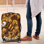 Personalized Hawthorn Hawks AFL Mascot Luggage Cover Aboriginal Dot Art - Dreamtime Football Mascot TS04
