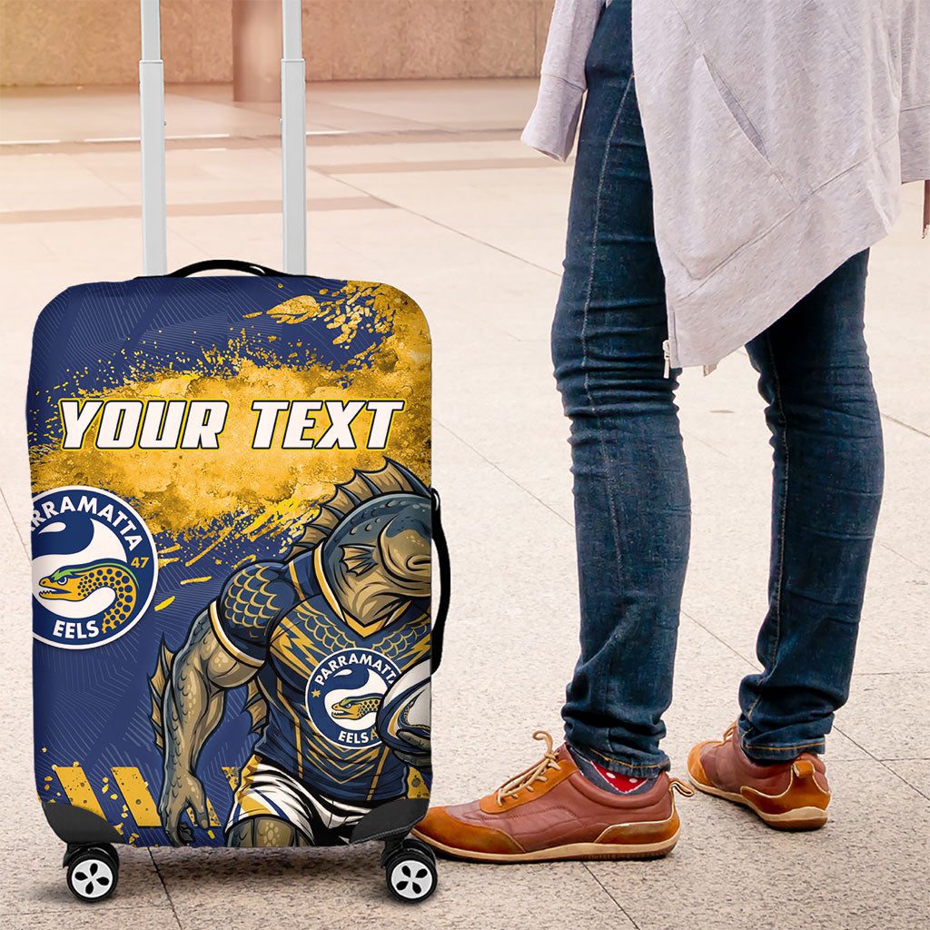 Personalised Parramatta Eels Rugby Luggage Cover Eel Mascot - Sporty Splash Art Style TS04 Personalised Parramatta Eels Rugby Luggage Cover Eel Mascot - Sporty Splash Art Style TS04
