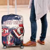 Personalized Sydney Roosters Rugby Luggage Cover Rooster Mascot - Sporty Splash Art Style TS04