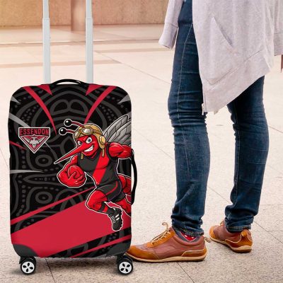 Essendon Bombers Australian Football Luggage Cover Skeeta Mascot With Indigenous Pattern Art TS04