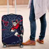 Melbourne Demons Australian Football Luggage Cover Devil Mascot With Indigenous Pattern Art TS04
