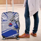 North Melbourne Kangaroos Australian Football Luggage Cover Kangaroo Mascot Design With Indigenous Pattern Art TS04