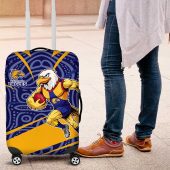 West Coast Eagles Australian Football Luggage Cover Fierce Eagle Mascot With Indigenous Pattern Art TS04