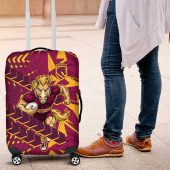 Brisbane Broncos Rugby Luggage Cover Fierce Mascot Geometric Tribal Art TS04