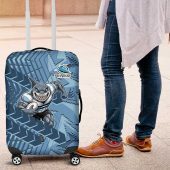 Cronulla Sutherland Sharks Rugby Luggage Cover Fierce Mascot Geometric Tribal Art TS04