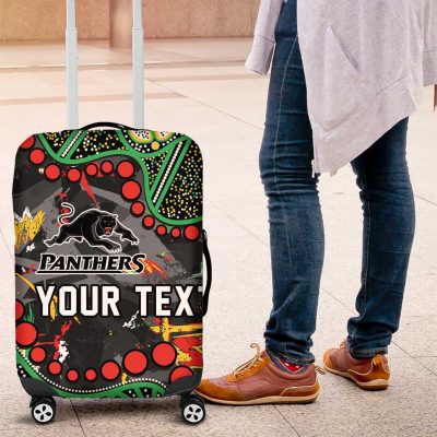 Personalized Penrith Panthers Luggage Cover Aboriginal Pattern with Graffiti Style Design TS04
