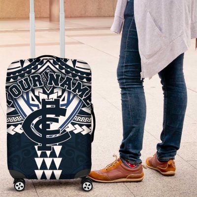 Personalized Carlton Blues Luggage Cover Polynesian Tribal Pattern Heritage Football TS04