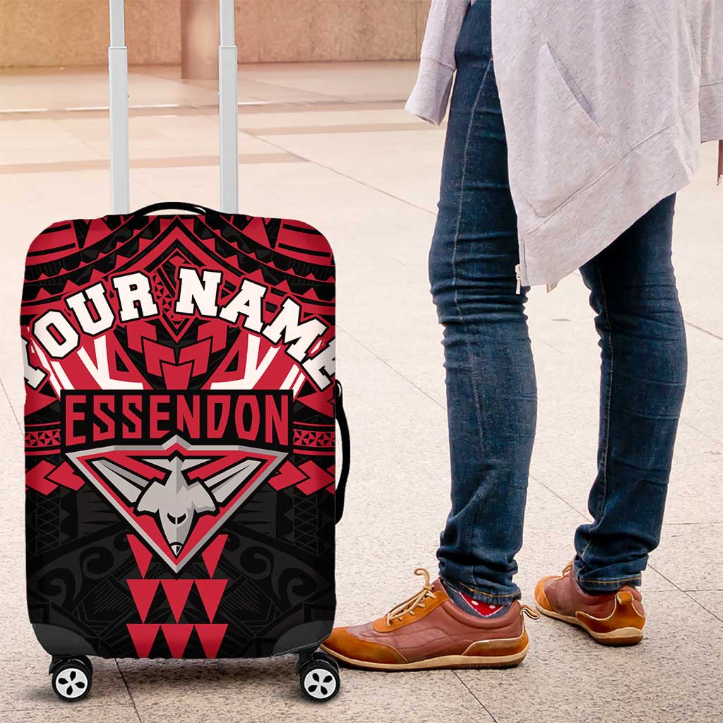 Personalized Essendon Bombers Luggage Cover Polynesian Tribal Pattern Heritage Football TS04 Personalized Essendon Bombers Luggage Cover Polynesian Tribal Pattern Heritage Football TS04