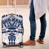 Personalized Geelong Cats Luggage Cover Polynesian Tribal Pattern Heritage Football TS04