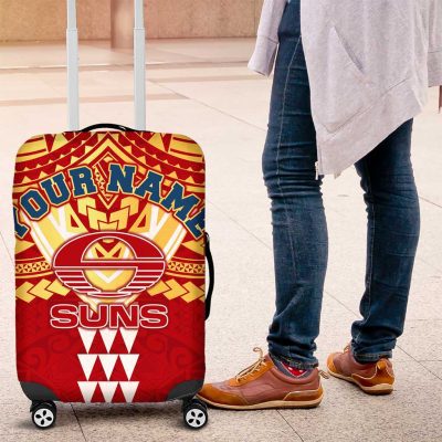 Personalized Gold Coast Suns Luggage Cover Polynesian Tribal Pattern Heritage Football TS04