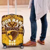 Personalized Hawthorn Hawks Luggage Cover Polynesian Tribal Pattern Heritage Football TS04