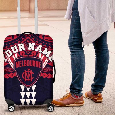 Personalized Melbourne Demons Luggage Cover Polynesian Tribal Pattern Heritage Football TS04
