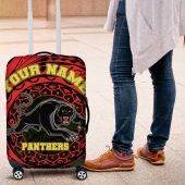 Personalized Penrith Panthers Luggage Cover Polynesian Tribal Chest and Sleeve Tattoo TS04