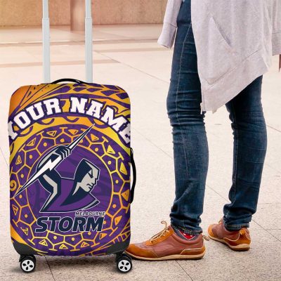 Personalized Melbourne Storm Luggage Cover Polynesian Tribal Chest and Sleeve Tattoo TS04