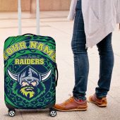 Personalized Canberra Raiders Luggage Cover Polynesian Tribal Chest and Sleeve Tattoo TS04