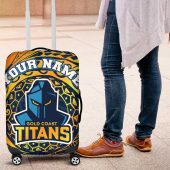 Personalized Gold Coast Titans Luggage Cover Polynesian Tribal Chest and Sleeve Tattoo TS04