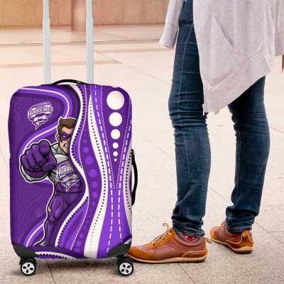 Hobart Hurricanes Luggage Cover Aboriginal Dot Art Purple White - Tribal Wave Pattern TS04