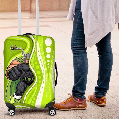Sydney Thunder Luggage Cover Aboriginal Dot Art Green White - Tribal Wave Pattern TS04