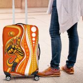 Perth Scorchers Luggage Cover Aboriginal Dot Art Orange White - Tribal Wave Pattern TS04