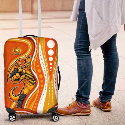 Perth Scorchers Luggage Cover Aboriginal Dot Art Orange White - Tribal Wave Pattern TS04
