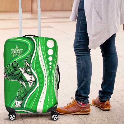 Melbourne Stars Luggage Cover Aboriginal Dot Art Green White - Tribal Wave Pattern TS04