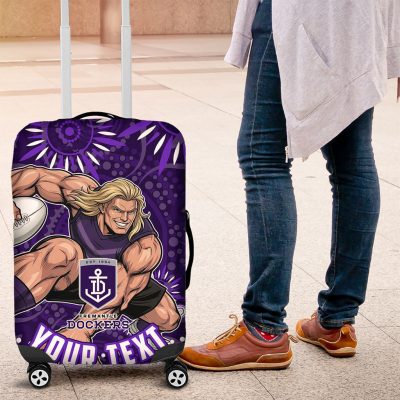 Personalized Fremantle Dockers Rugby Luggage Cover Aboriginal Dot Art - Dreamtime Football Mascot TS04