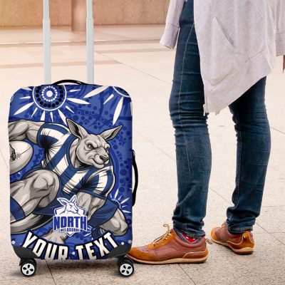Personalized North Melbourne Kangaroos Footy Mascot Luggage Cover Aboriginal Dot Art - Dreamtime Football Mascot TS04