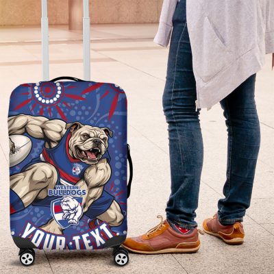 Personalized Western Bulldogs Football Mascot Luggage Cover Aboriginal Dot Art - Dreamtime Football Mascot TS04