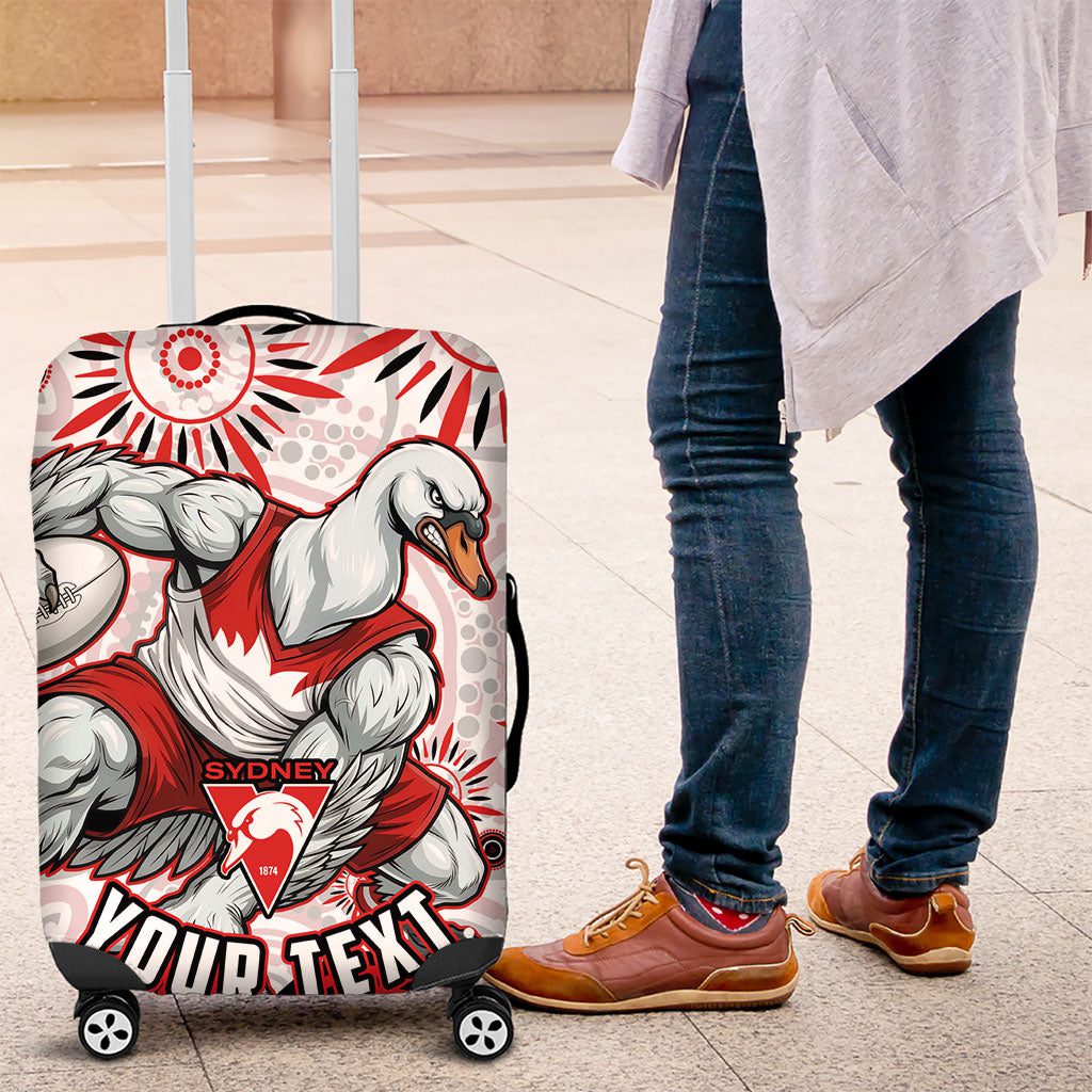 Personalized Sydney Swans Football Mascot Luggage Cover Aboriginal Dot Art - Dreamtime Football Mascot TS04 Personalized Sydney Swans Football Mascot Luggage Cover Aboriginal Dot Art - Dreamtime Football Mascot TS04