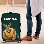 Personalized Kookaburras Field Hockey Kangaroo Luggage Cover Indigenous Australian Dot Art Style In Green And Gold TS04