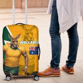 Australia Wallabies Kangaroo Luggage Cover Australia Flag And Lightning Bolt - Aboriginal Rugby Mascot TS04
