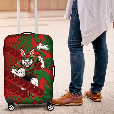 South Sydney Rabbitohs Rugby Luggage Cover Fierce Mascot Geometric Tribal Art TS04