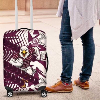 Manly Warringah Sea Eagles Rugby Luggage Cover Fierce Mascot Geometric Tribal Art TS04