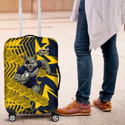 North Queensland Cowboys Rugby Luggage Cover Fierce Mascot Geometric Tribal Art TS04