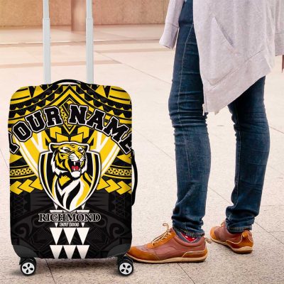 Personalized Richmond Tigers Luggage Cover Polynesian Tribal Pattern Heritage Football TS04