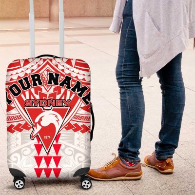 Personalized Sydney Swans Luggage Cover Polynesian Tribal Pattern Heritage Football TS04