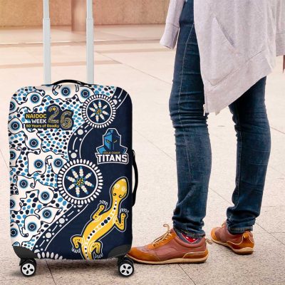 Gold Coast Titans NAIDOC Week 2026 Luggage Cover Aboriginal Lizard Dot Painting - 50 Years of Deadly TS04