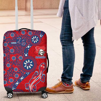 Newcastle Knights NAIDOC Week 2026 Luggage Cover Aboriginal Lizard Dot Painting - 50 Years of Deadly TS04