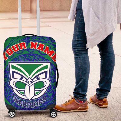 Personalized New Zealand Warriors Luggage Cover Polynesian Tribal Chest and Sleeve Tattoo TS04
