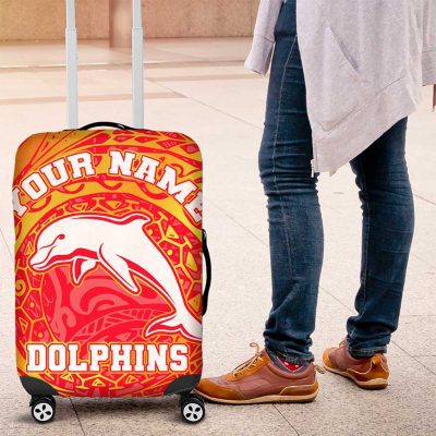 Personalized Dolphins Luggage Cover Polynesian Tribal Chest and Sleeve Tattoo TS04